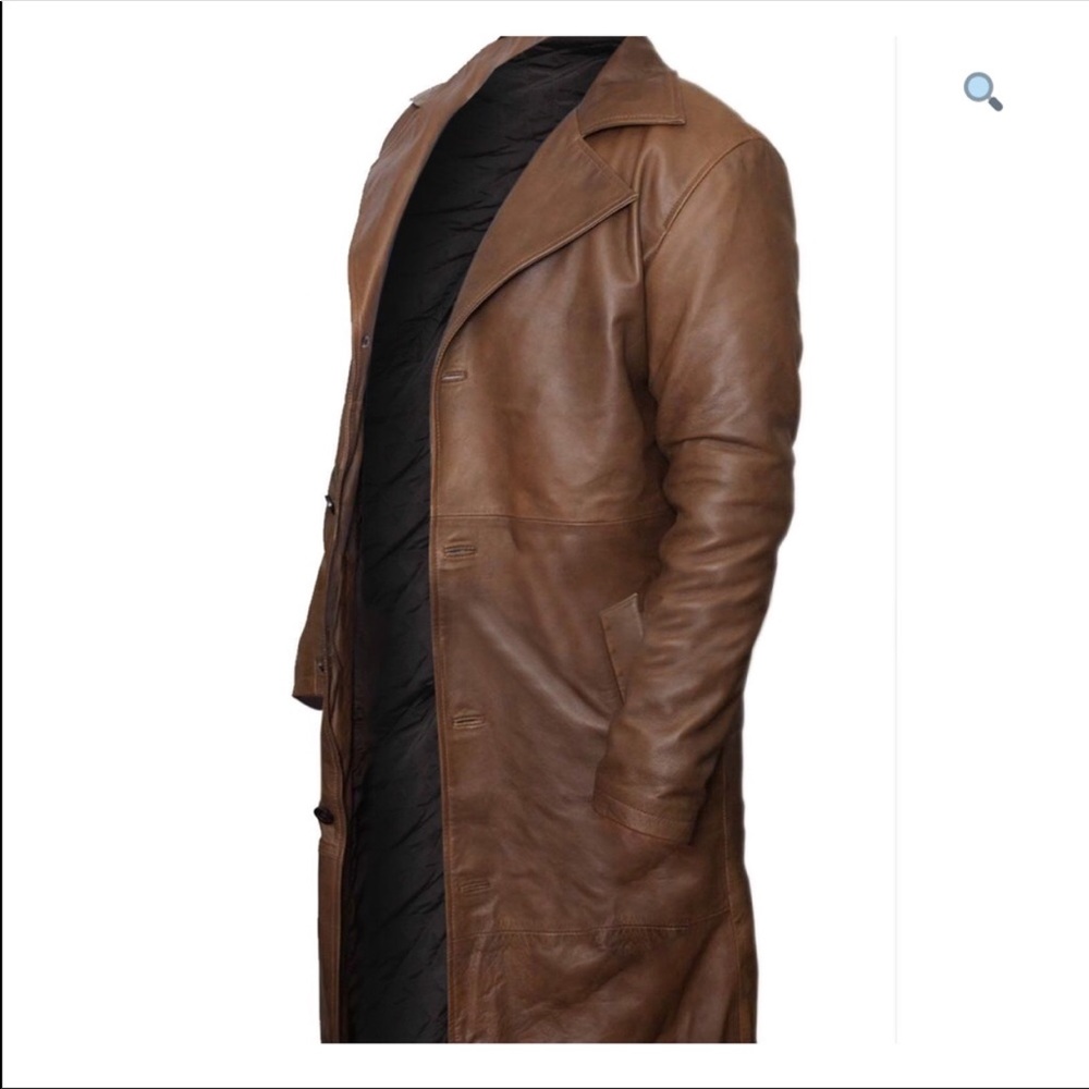 🎾 Batman Real leather brown coat NWT - Picture 2 of 8